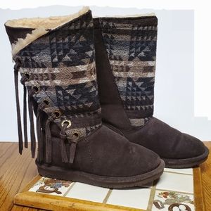 Womens Bearpaw Kathy Boots Brown Aztec SZ 6